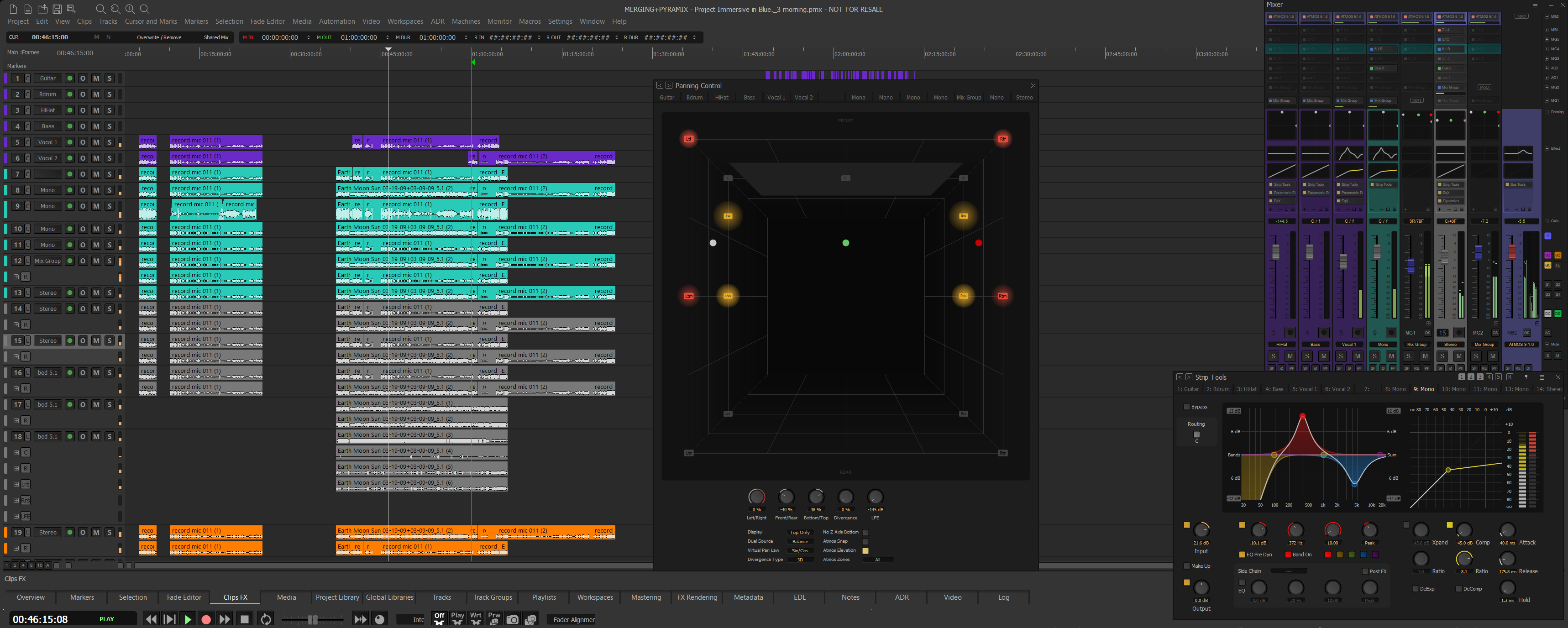 Pyramix 15 - Timeline, Mixer and Plugins - Light Dark Skin