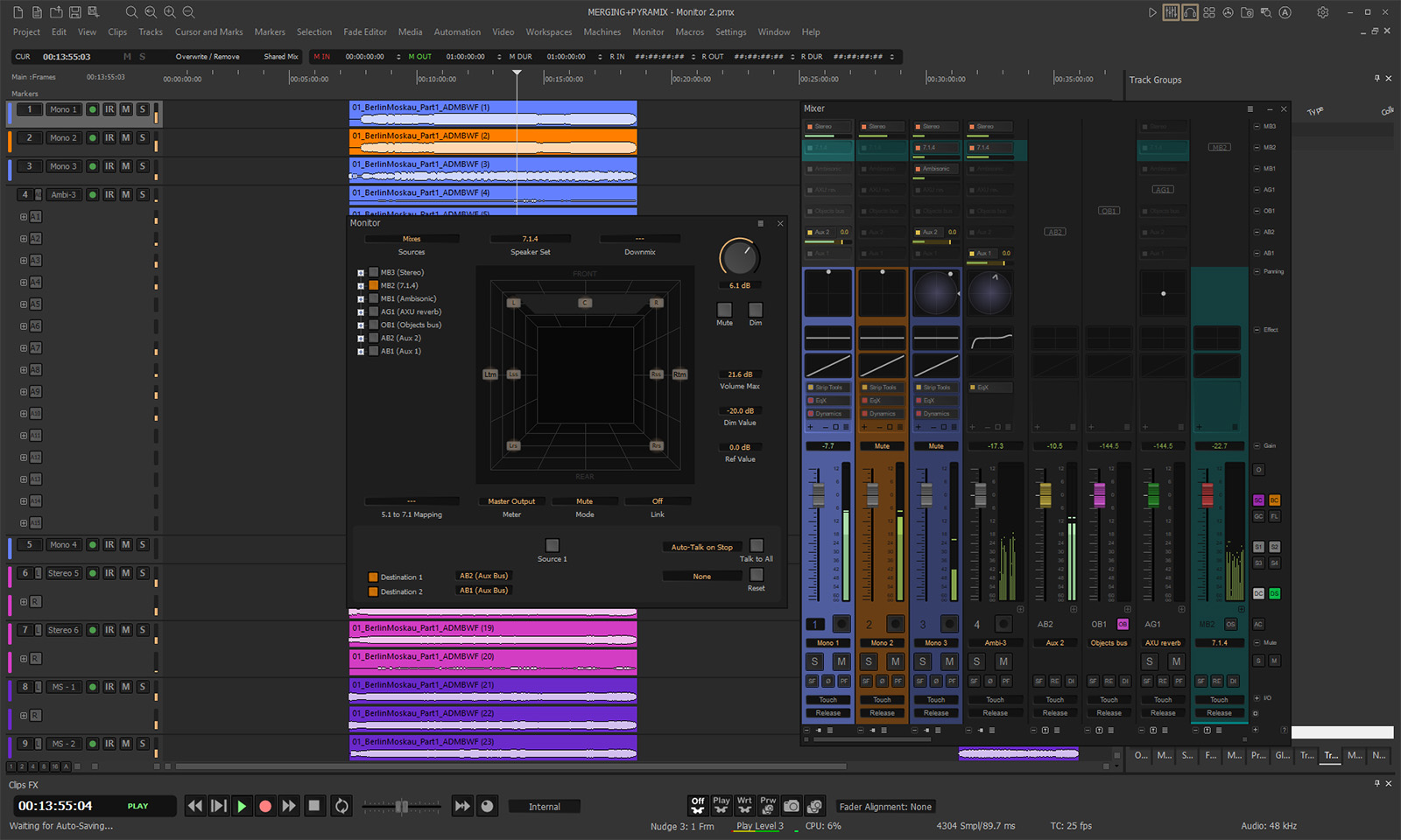 Pyramix 15 - Timeline Overview, Mixer and Monitoring Section